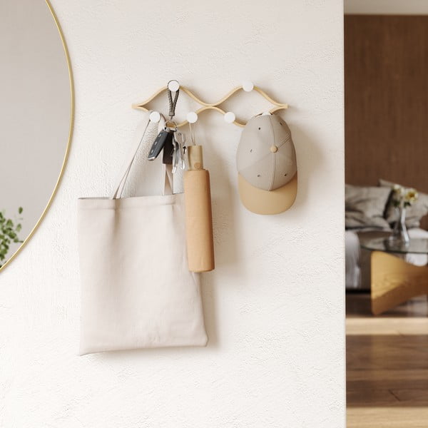 Nástěnný věšák z kaučukového dřeva v přírodní barvě Montage – Umbra-image-1