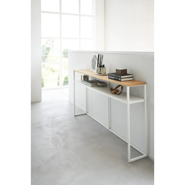 Konzolový stolek v bílé a světle hnědé barvě v dekoru jasanu 20,5x126 cm Tower – YAMAZAKI-image-3