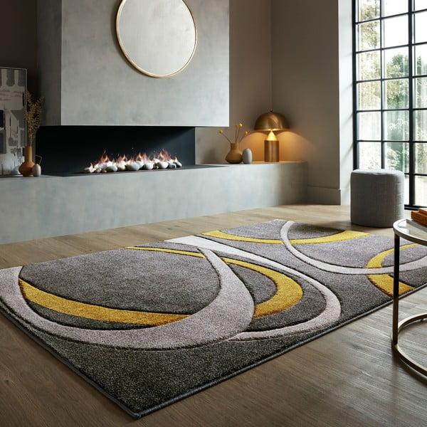 Okrově žluto-šedý koberec 160x230 cm Elude Orb – Flair Rugs-image-1
