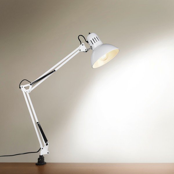 Bílá stolní lampa s ohybatelnou konstrukcí/s klipem (výška 73,5 cm) Tajo – Trio-image-4