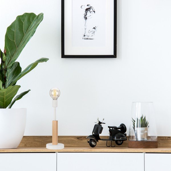 Bílo-hnědá stolní lampa (výška 39 cm) Orazio – LAMKUR-image-1