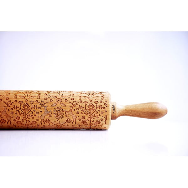 Dřevěný embosovaný váleček na těsto Valek Folk Animals-image-1