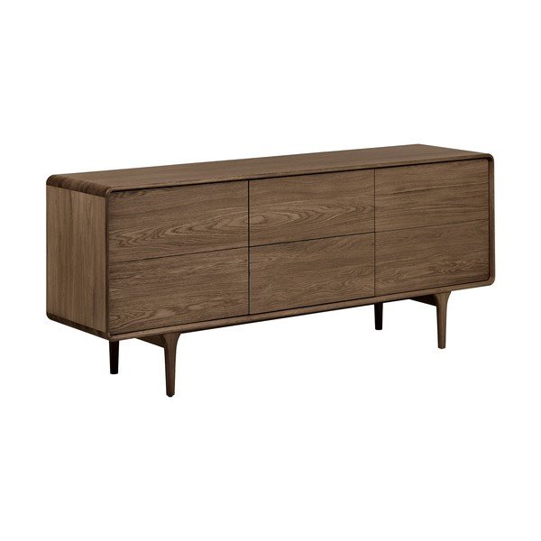 Tmavě hnědá komoda v dekoru dubu 180x75x45 cm Darwin – House Nordic