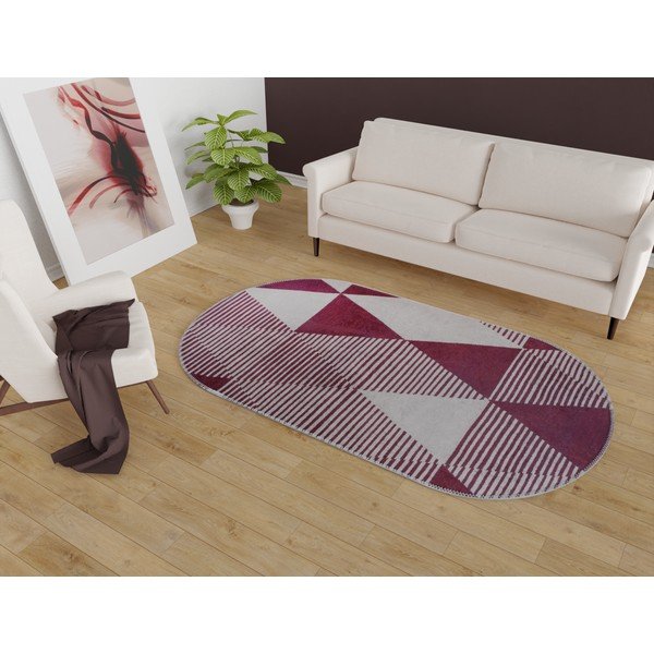 Vínový pratelný koberec 80x120 cm Oval – Vitaus-image-1