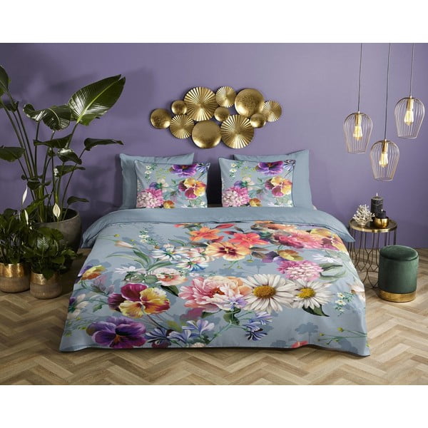 Šedé povlečení na dvoulůžko z organické bavlny Descanso Sunflower, 200 x 220 cm-image-3