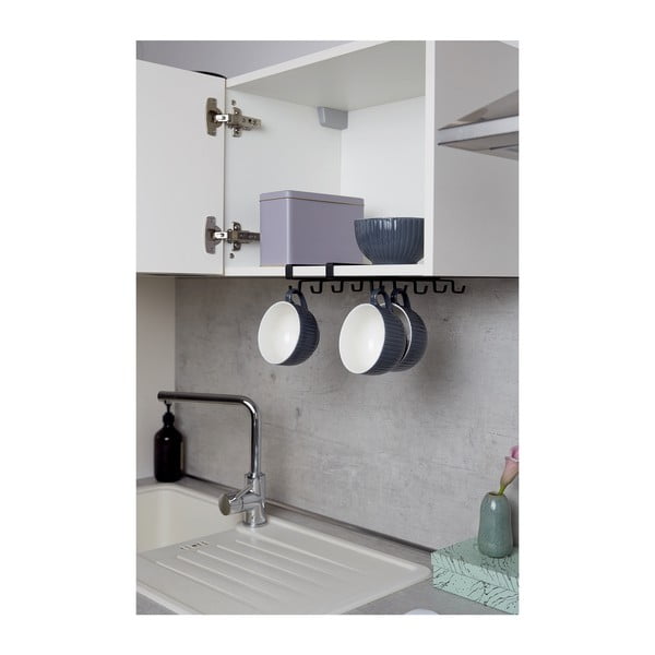 Černý dvouřadý věšák pod poličku na 8 hrnků Wenko-image-2