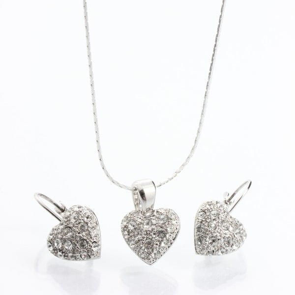 Set náhrdelníku a náušnic Laura Bruni Heart Crystal