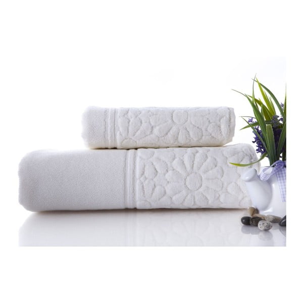 Sada 2 ručníků Samba Ecru, 70x140 cm a 50x90 cm