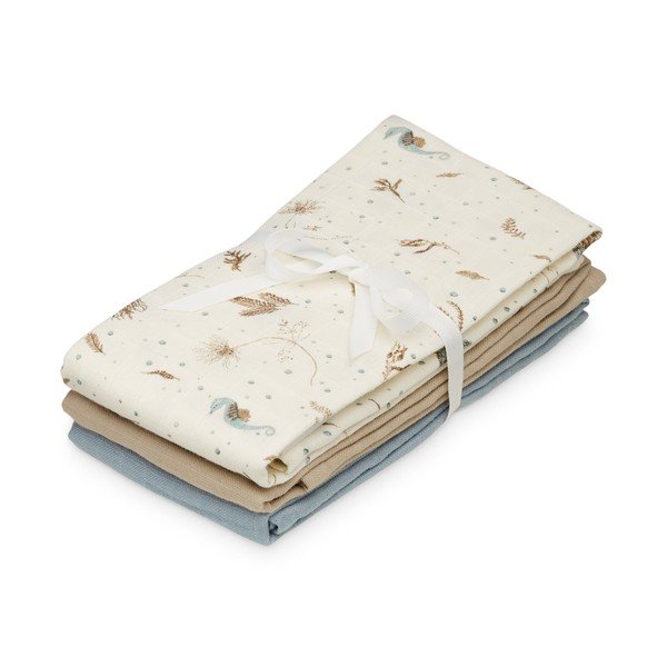 Světle žlutá pleny 3 ks z Bio bavlny 70x70 cm Sea Garden – Cam Cam Copenhagen