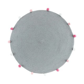 Světle šedý kulatý koberec ø 90 cm Pompomparty – douceur d'intérieur