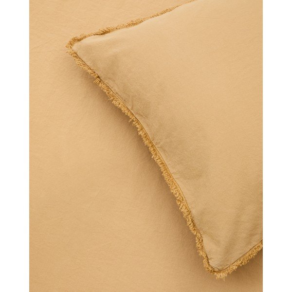 Prodloužené povlečení na jednolůžko z bavlněného perkálu v hořčicové barvě 150x220 cm Sifinia – Kave Home-image-3