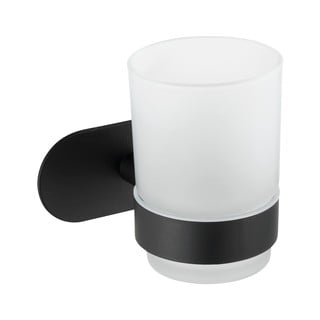 Bílý nástěnný kelímek na kartáčky s matně černým držákem z nerezové oceli Wenko Uno Bosio Turbo-Loc®