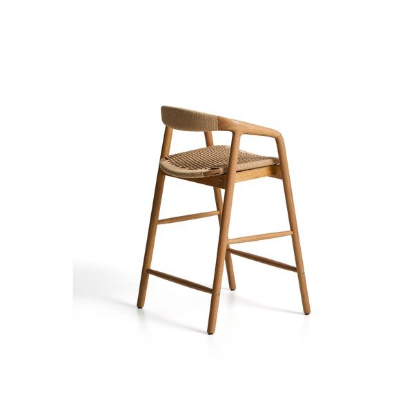 Barová židle s područkami z dubového dřeva v přírodní barvě (výška sedáku 65 cm) Derile – Kave Home-image-2
