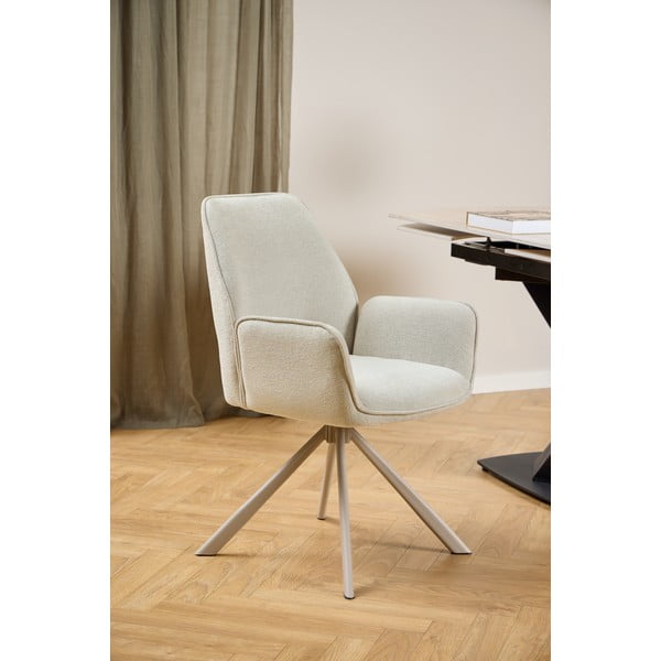 Béžové čalouněné jídelní křeslo s područkami Graham – Actona-image-1