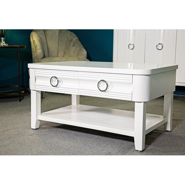 Bílý konferenční stolek z jedlového dřeva 60x90 cm Shine – Mauro Ferretti-image-1