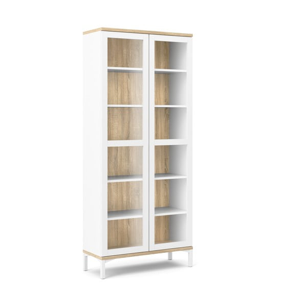 Bílá/v přírodní barvě vitrína v dekoru dubu 89x203x36 cm Roomers – Tvilum-image-2