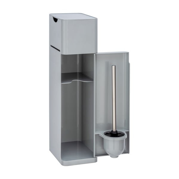 Šedý plastový stojan na toaletní papír se štětkou Imon – Wenko-image-2