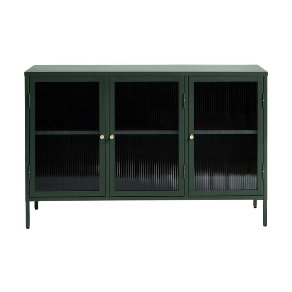 Zelená kovová vitrína Unique Furniture Bronco, výška 85 cm