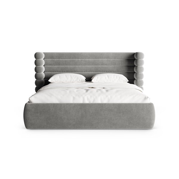 Šedá čalouněná dvoulůžková postel s úložným prostorem s roštem 180x200 cm Mount – Micadoni -image-4