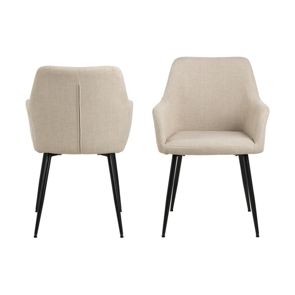 Béžová čalouněná jídelní křesla v sadě 2 ks s područkami Lizzy – Actona-image-2