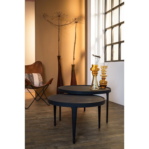 Černé kulaté konferenční stolky v sadě 2 ks ø 75 cm Tobias – Light & Living-image-3