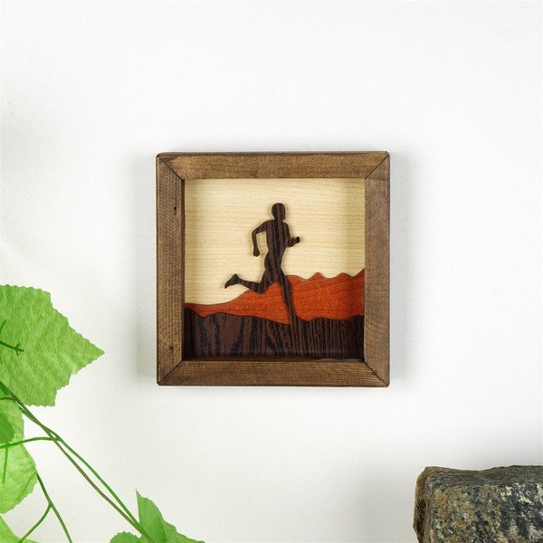 Dřevěný obraz Kate Louise Running Man, 16 x 16 cm-image-1