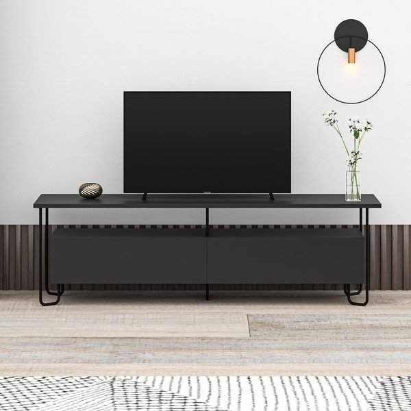 Černý TV stolek 150x45 cm Dilly – Marckeric-image-1