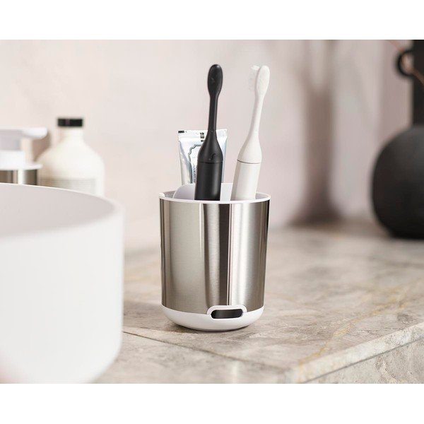 Kelímek na zubní kartáčky z nerezové oceli ve stříbrné barvě Duo Steel – Joseph Joseph-image-2