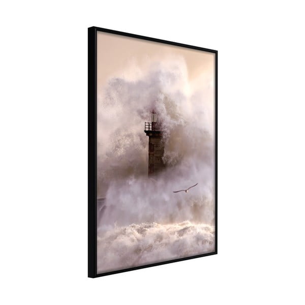 Plakát v rámu Artgeist Lighthouse During a Storm, 20 x 30 cm