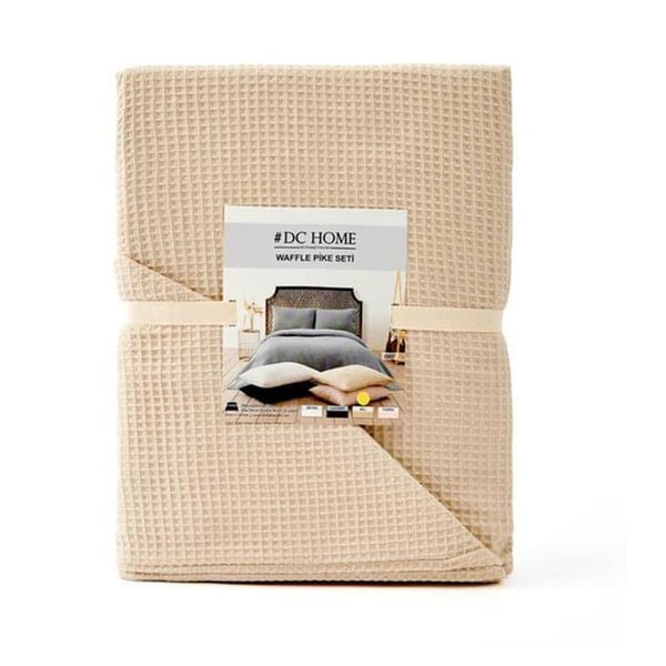 Béžový přehoz 160x220 cm Waffle – Mijolnir-image-2