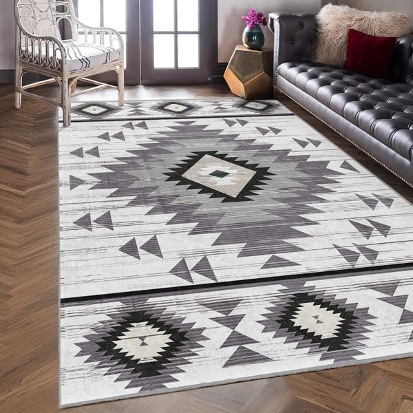 Světle šedý pratelný koberec 120x180 cm Ethnic Geo – Mila Home-image-3