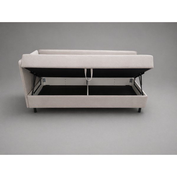 Béžová čalouněná jednolůžková postel s úložným prostorem s matrací 90x200 cm Avela - II. jakost – Bonami Selection-image-3