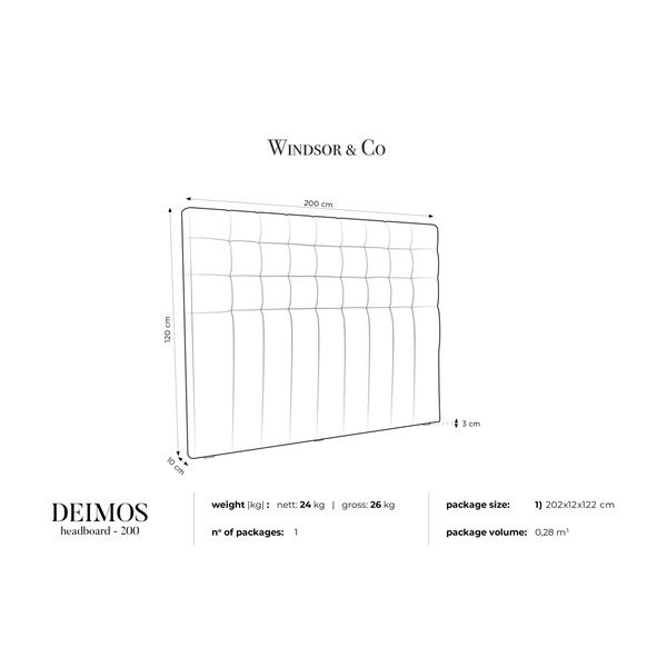 Krémové čelo postele Windsor & Co Sofas Deimos, 200 x 120 cm-image-3