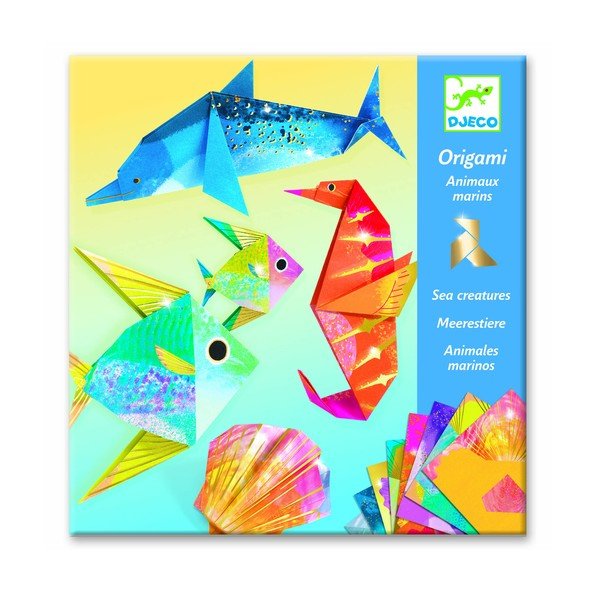 Sada 24 origami papírů s návodem Djeco Neon Glam Sea-image-1
