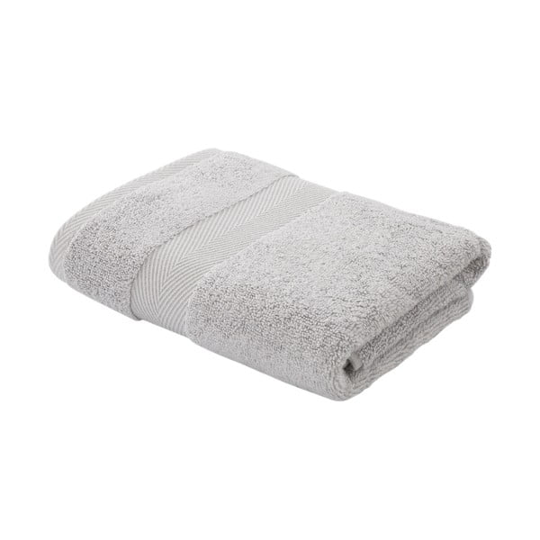 Světle šedý bavlněný ručník s příměsí hedvábí 50x90 cm – Bianca