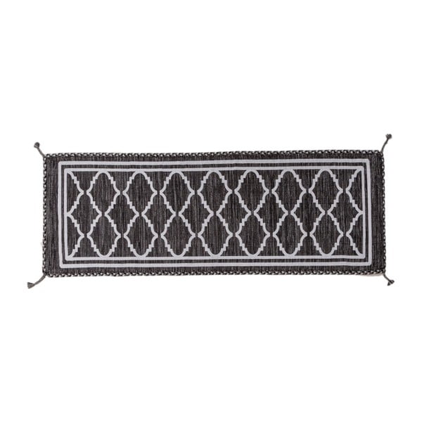 Černobílý ručně tkaný běhoun Navaei & Co Kilim Ethnic 108, 180 x 60 cm