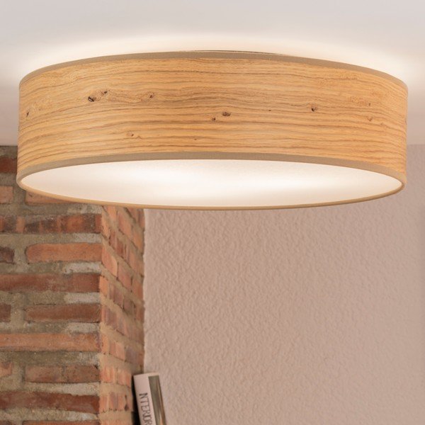 Světle hnědé stropní svítidlo se stínidlem z přírodní dýhy Sotto Luce Ocho, ⌀ 40 cm-image-1