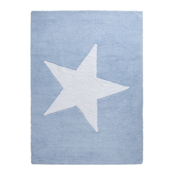 Světle modrý bavlněný koberec Happy Decor Kids Big Star, 160 x 120 cm