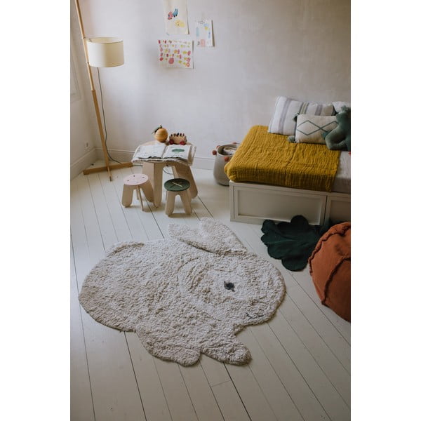 Světle šedý pratelný ručně tkaný bavlněný dětský koberec 130x135 cm Bunny – Lorena Canals-image-3