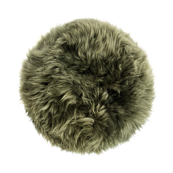 Stolička s tmavě zeleným sedákem z ovčí kožešiny Royal Dream, ⌀ 30 cm-image-1
