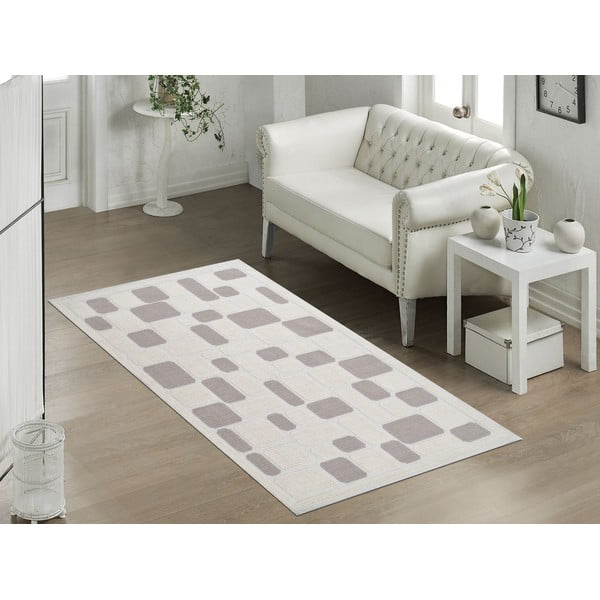 Béžový odolný koberec z bavlny Vitaus Mozaik Bej, 140 x 200 cm