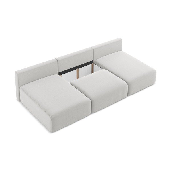 Světle šedá sametová rozkládací/s úložným prostorem rohová pohovka (do "U") Kalena – Makamii-image-4