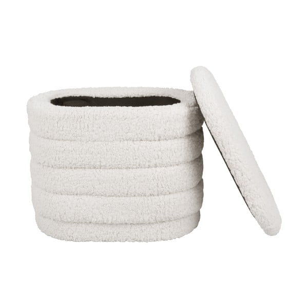 Bílý oválný puf s úložným prostorem Leitmotiv Cuddly