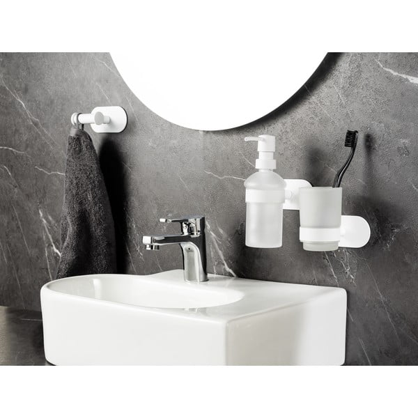 Bílý samodržící skleněný dávkovač mýdla 200 ml Orea – Wenko-image-2