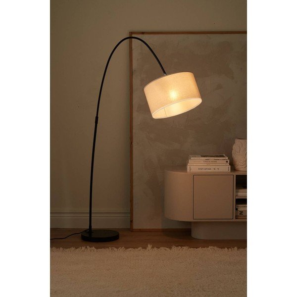 Bílá/černá látková stojací lampa s ohybatelnou konstrukcí (výška 145 cm) Arc – Ellos Home-image-1