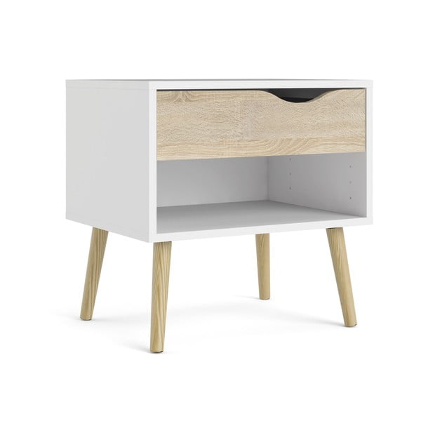 Bílý/v přírodní barvě noční stolek Oslo – Tvilum-image-2