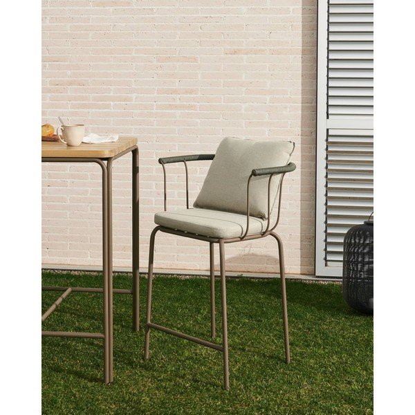 Světle zelená zahradní barová židle Salguer – Kave Home-image-1