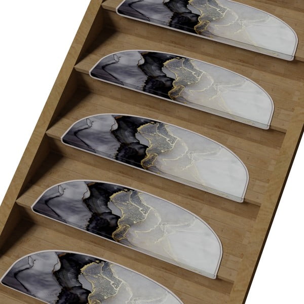 Černobílé nášlapy na schody v sadě 16 ks 20x65 cm Golden Marble – Vitaus-image-1