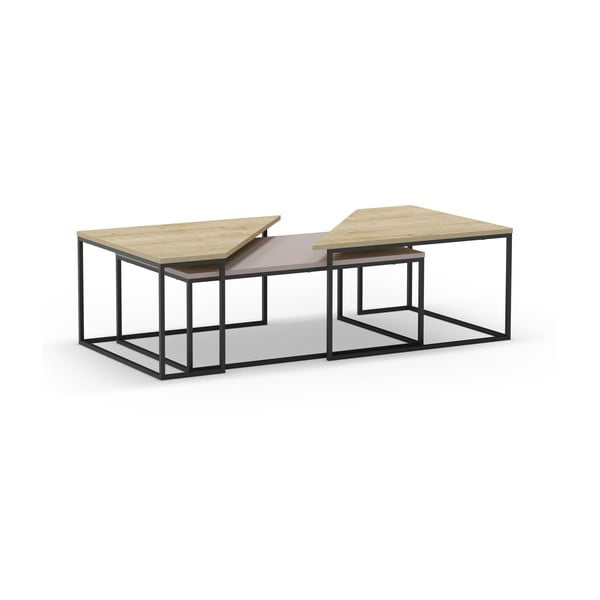 Konferenční stolky s deskou v dubovém dekoru v sadě 3 ks 70x110 cm Titan – Marckeric