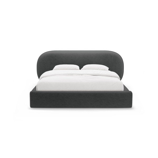 Tmavě šedá čalouněná dvoulůžková postel s úložným prostorem s roštem 160x200 cm Ovalo – Micadoni -image-4